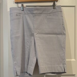 Pull on Striped Bermuda Shorts in Light Blue and White